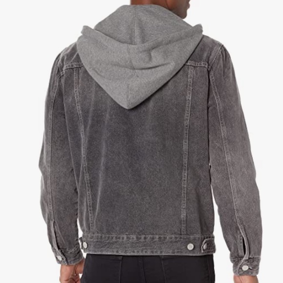 BLANKNYC Mens Grey Hooded Denim Jacket Size M - Picture 2 of 7